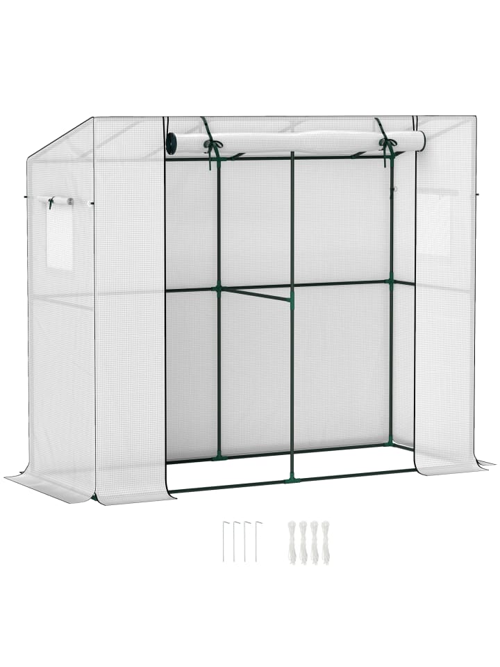 Gewächshaus in Weiß 200L x 76B x 170H cm