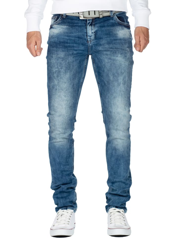 Herren Slim Fit Jeans Stonewashed in Blue