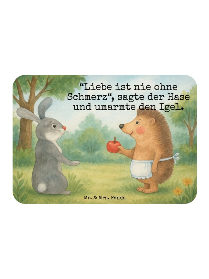 Magnet Hase Igel Design mit Spruch in Weiß