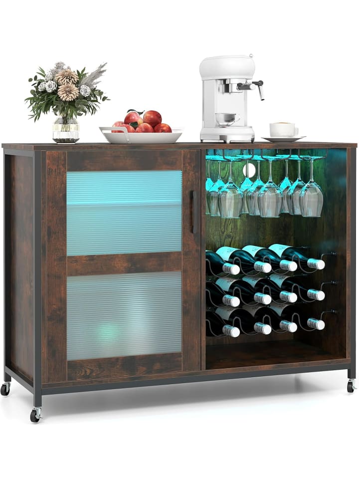 Weinschrank mit LED-Beleuchtung in Braun