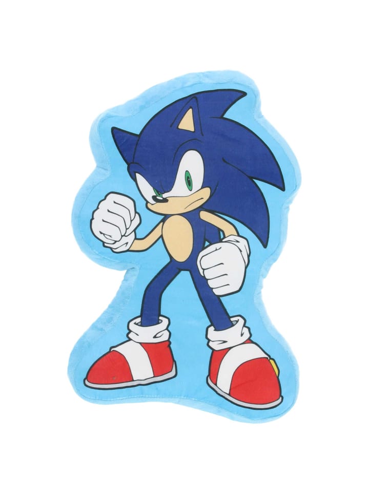 Sonic Dekokissen Geformtes Velours Kuschelkissen Dekokissen in Blau