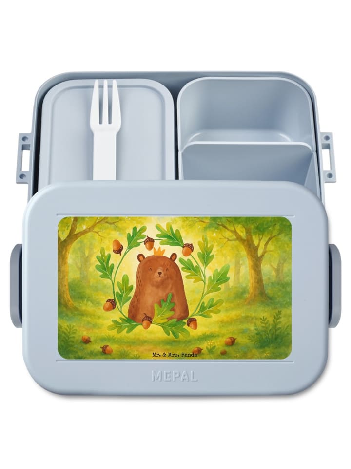 Lunch Box Bär König Design ohne Spruch in Blau Pastell