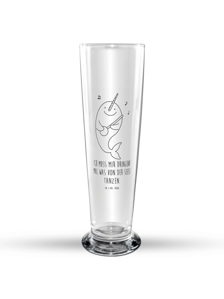 Bierglas Narwal Gitarre mit Spruch in Transparent