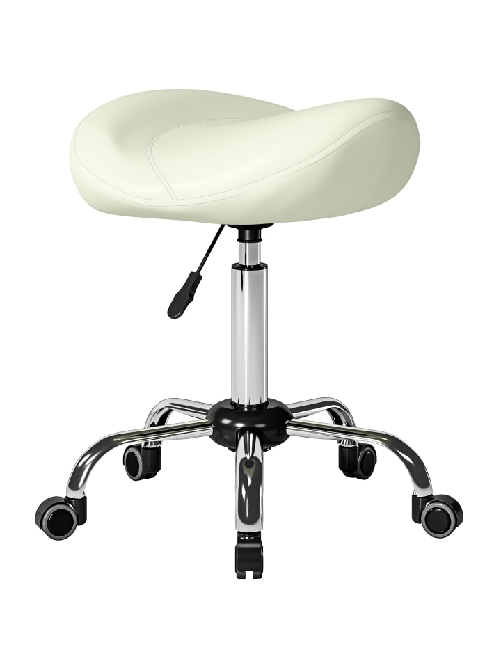 Rollhocker-48L x 48B x 55-71H cm-Cremeweiß