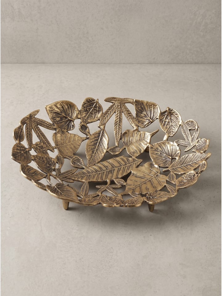Dekoschale oval, lackiertes Aluminium, fertig montiert in Gold