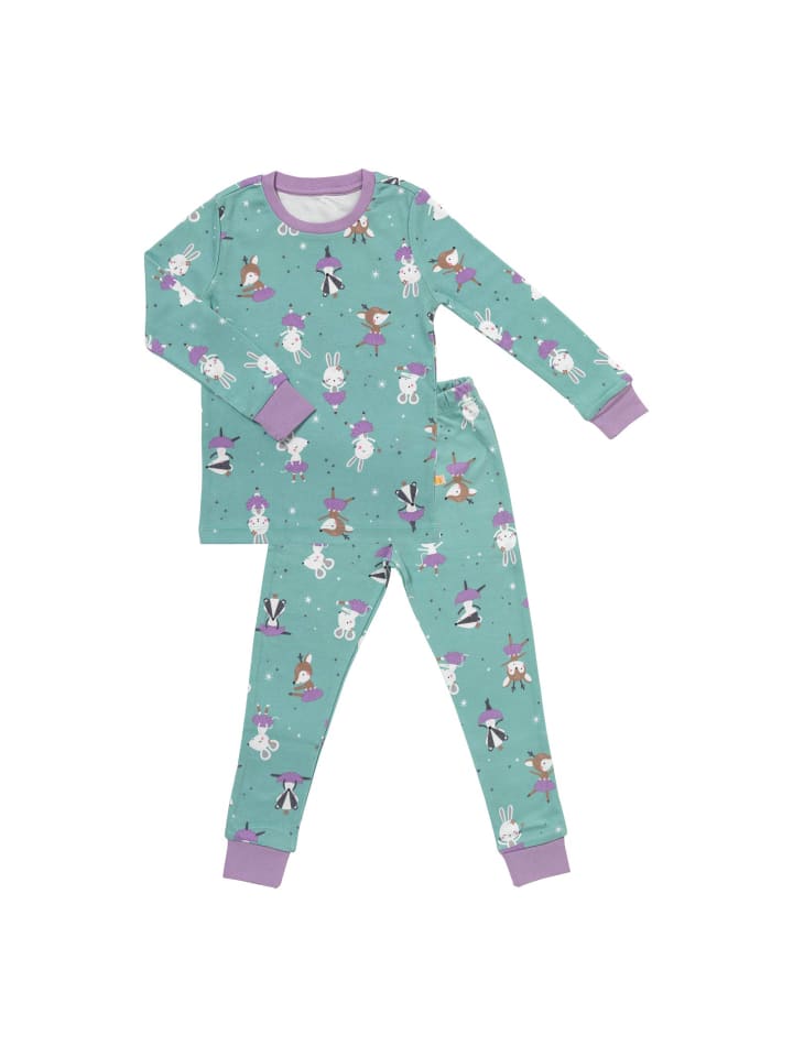 Kinder-Pyjama aus Bio Baumwolle in Mint-Lila