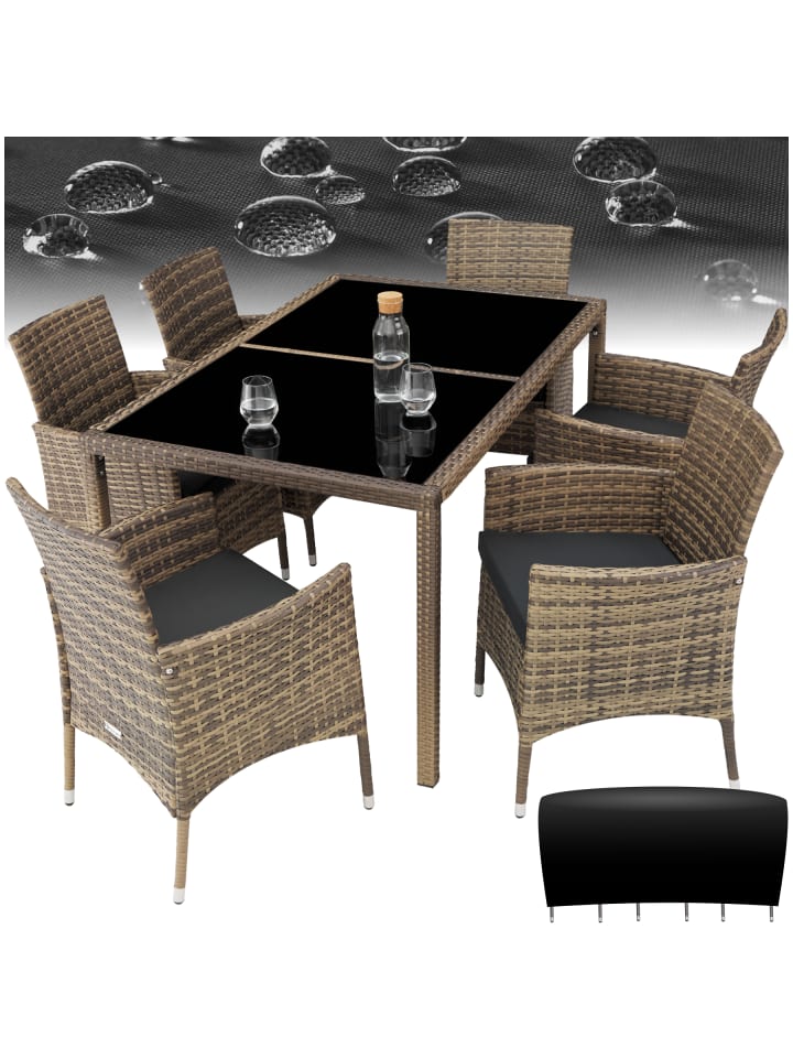 Rattan Gartenlounge für 6 Personen, inklusive Schutzhülle