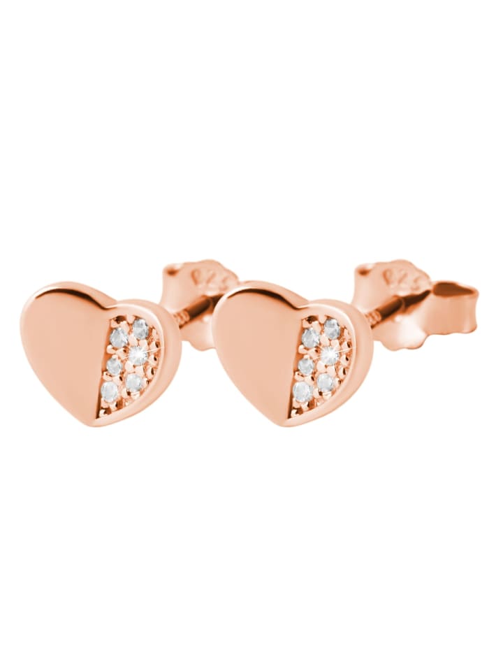 Damen Ohrringe – Ohrstecker aus 925 Silber mit Zirkonia in gold