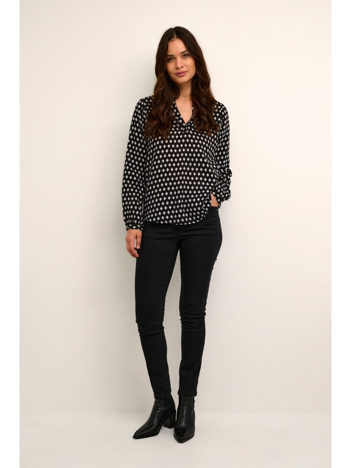 Bluse langarm KAleah Regular fit in Black Square Print