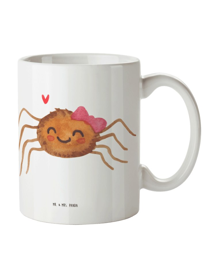 Kaffeetasse Spinne Agathe Freude ohne Spruch in Weiß
