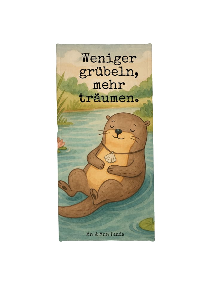 Badehandtuch Otter Muschel Design mit Spruch in Weiß