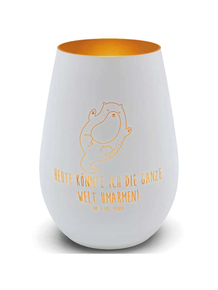 Laterne Otter Umarmen mit Spruch in Weiß