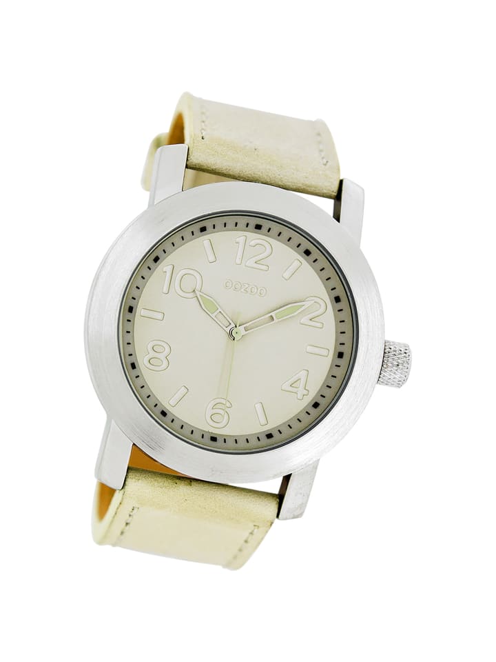 Analog-Armbanduhr Oozoo Timepieces beige groß (ca. 44mm)