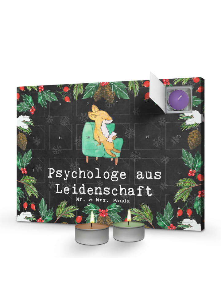 Adventskalender Psychologe Leidenschaft mit Spruch in Kreidetafel