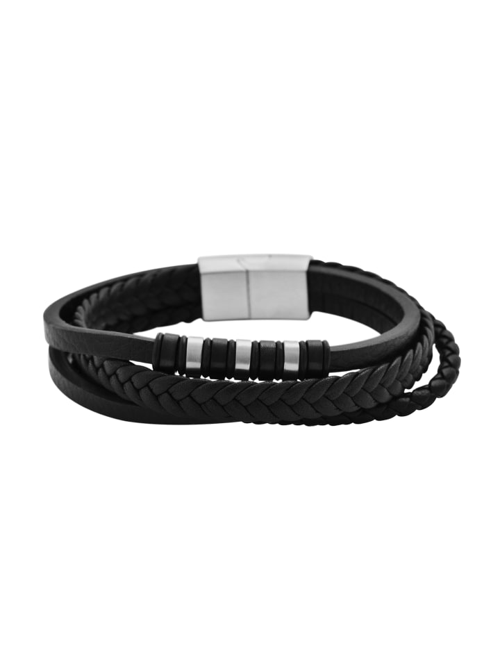Unisex Armband aus Leder 20,5 cm in schwarz