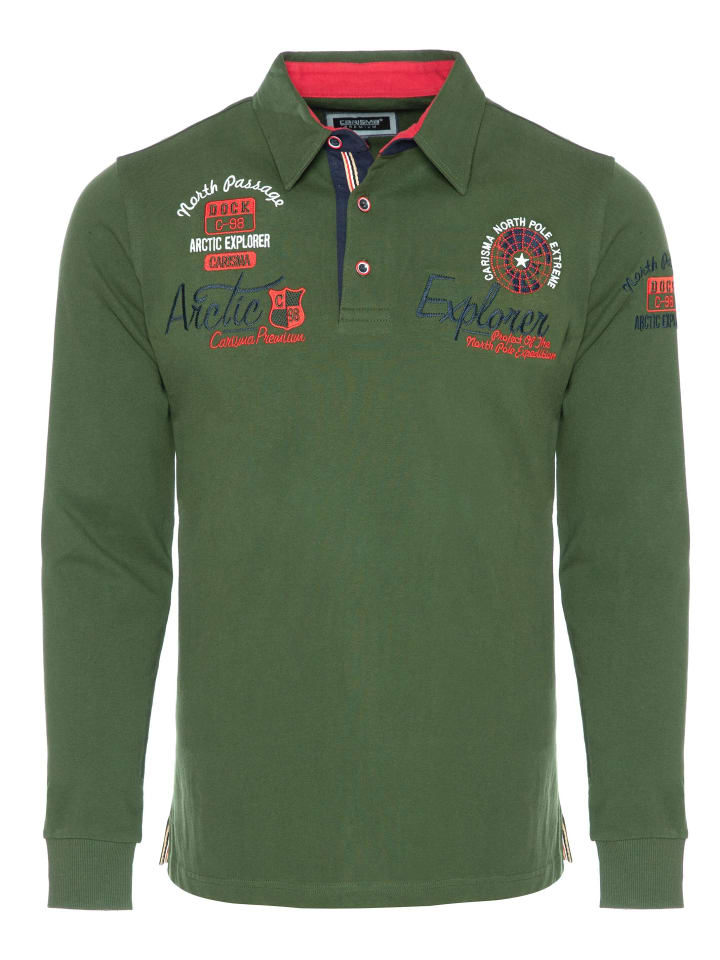Langarm-Polo in Khaki