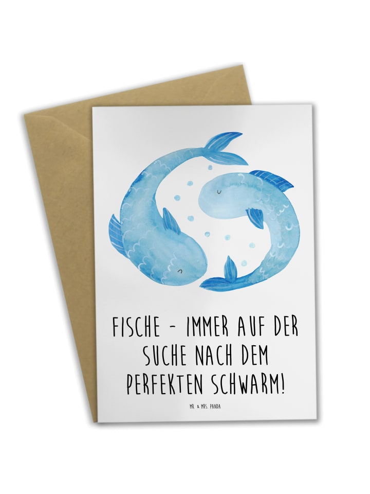Grußkarte Fische Schwarm mit Spruch in Weiß