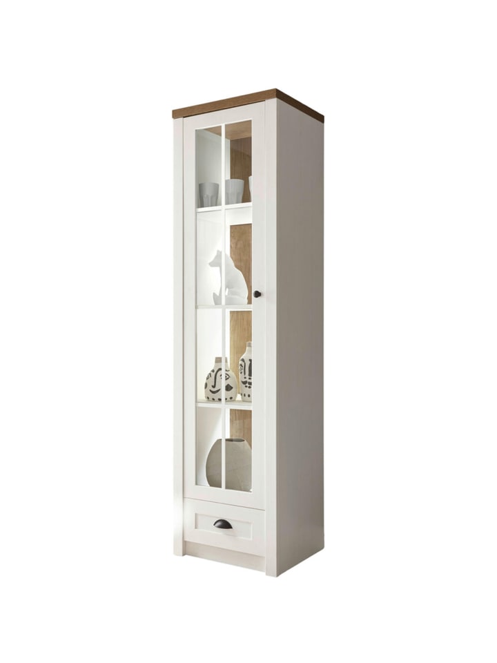 Vitrine Provence Pinie weiß / Eiche hell 50 / 43 / 198cm