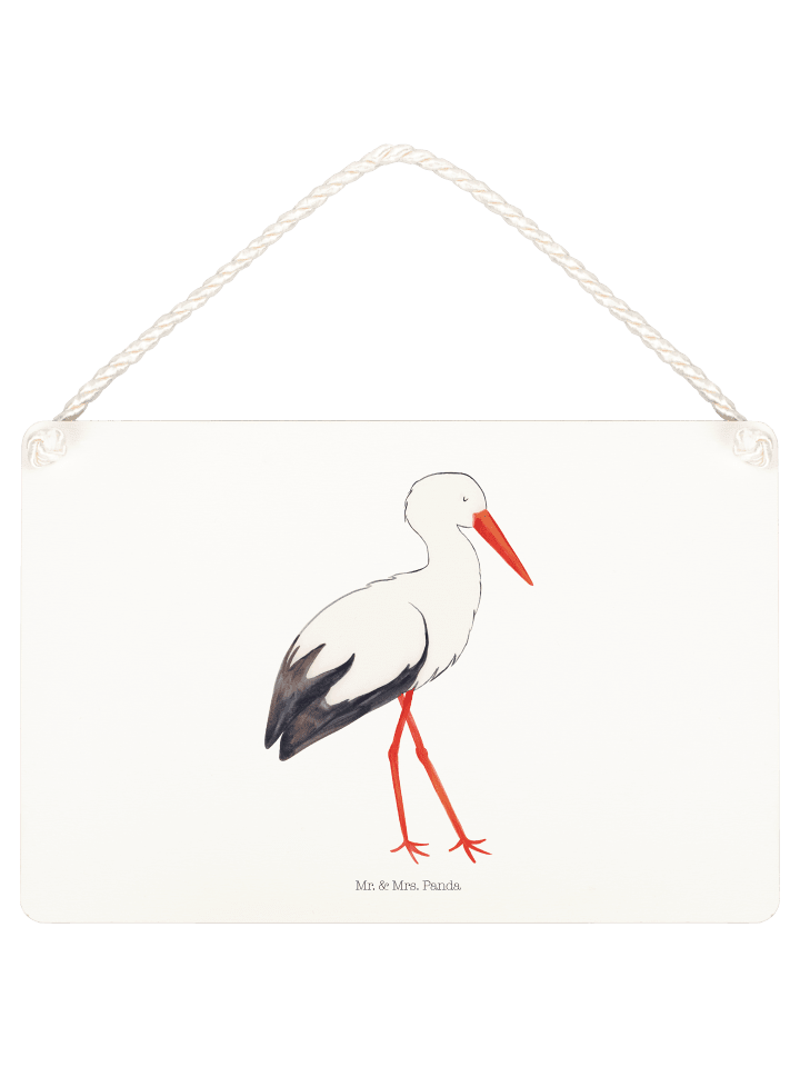 Holzbild Storch ohne Spruch in Weiß