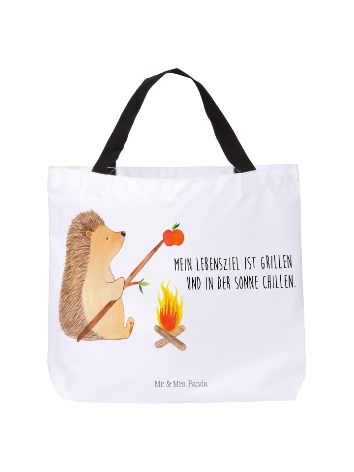 Badetasche Igel Grillen mit Spruch in Weiß