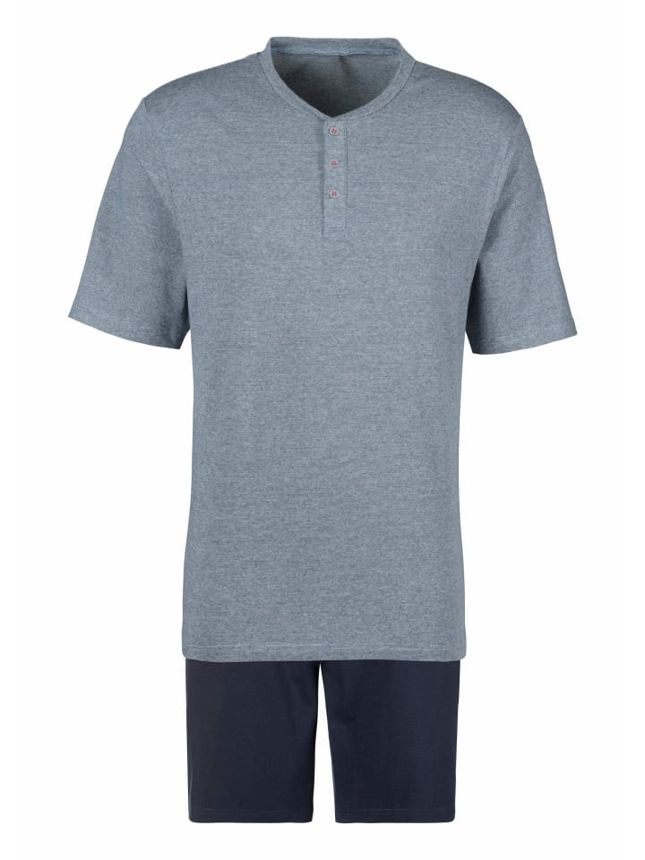 Pyjama in blau-meliert-navy