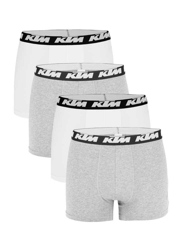 Boxershorts 4er Pack Boxer Man Cotton in Light Grey / White