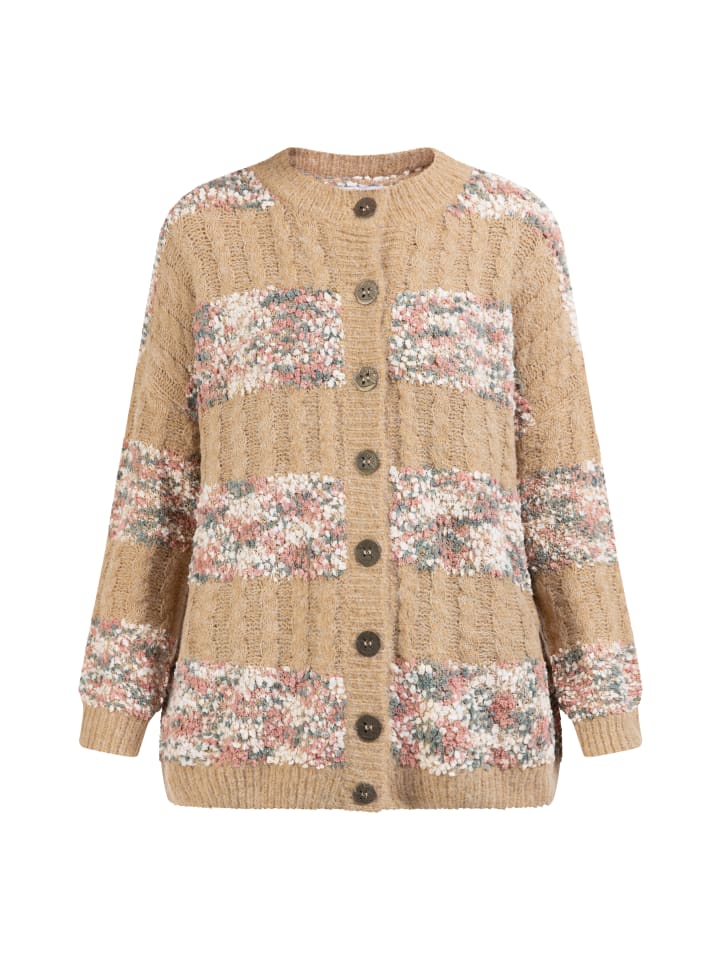 Damen Damen Strickjacke Mit Knöpfen in Rauchmint Mehrfarbig