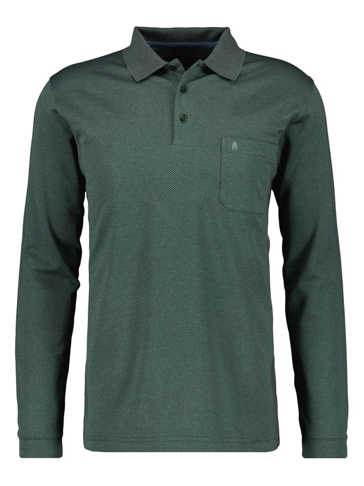 Langarm Poloshirt in Moosgrun