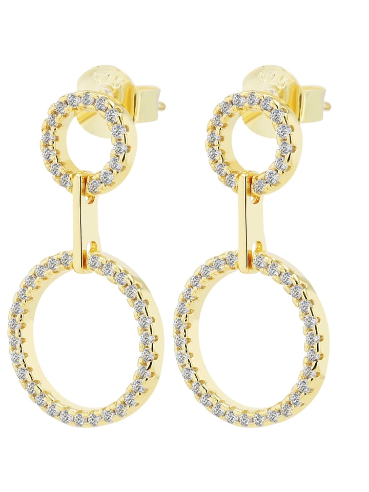 Damen Ohrstecker aus 925 Silber mit Zirkonia in gold