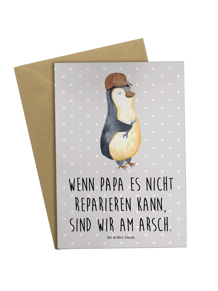 Grußkarte Wenn Papa es nicht reparieren kann, s... in Grau Pastell
