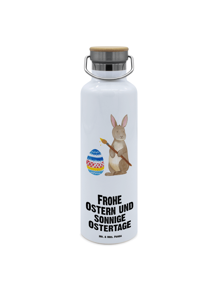 Wasserflasche Hase Eier Malen mit Spruch in Weiß