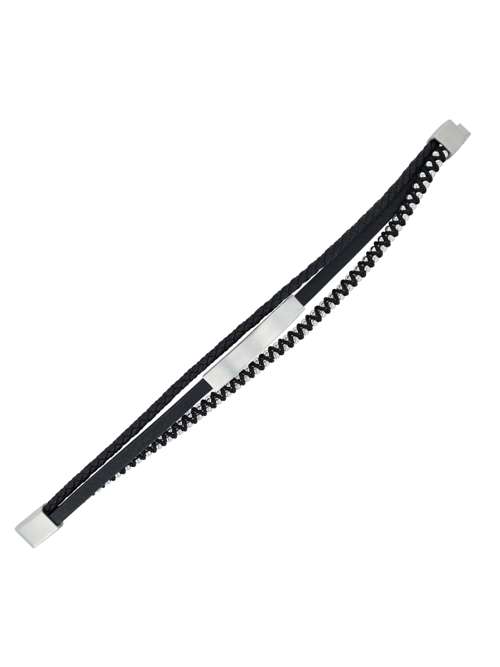 Unisex Armband aus Leder 21 cm in schwarz