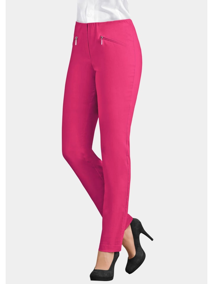 Kurzgröße:  Schlupfhose LOUISA mit Steppnähten in pink