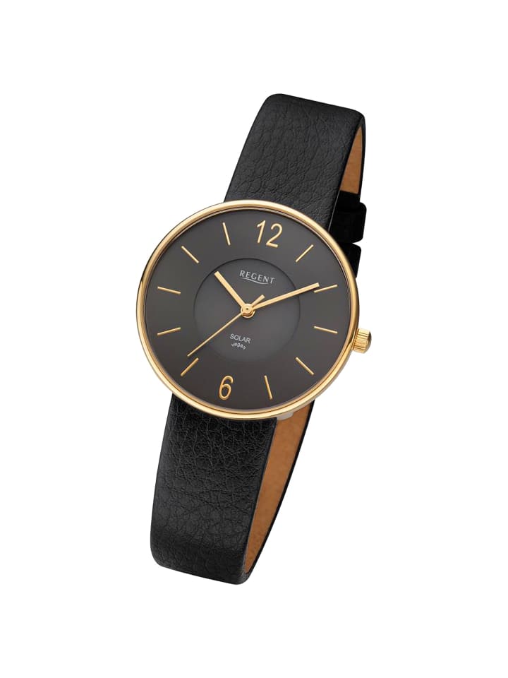 Analog-Armbanduhr Regent Lederarmband schwarz mittel (ca. 33mm)