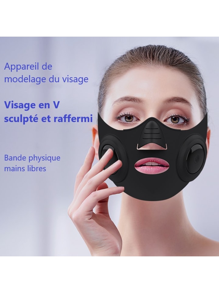 Straffende Maske mit Elektrostimulation in Schwarz