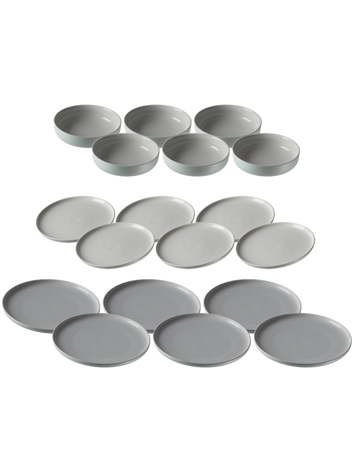 18er Set Teller und Schalenset Jasper in Mint