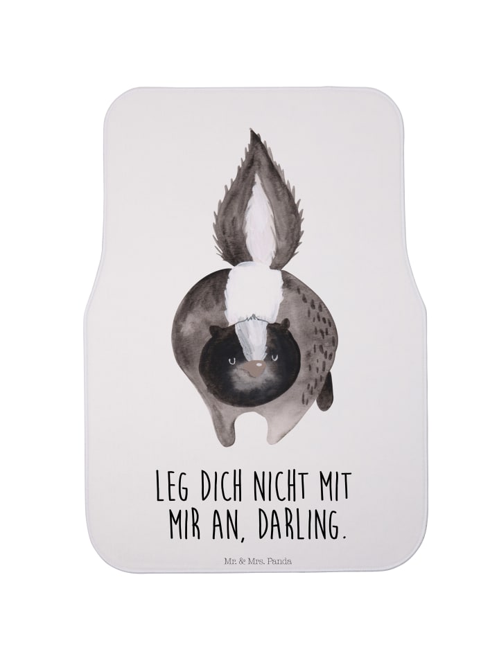 Automatte Stinktier Angriff mit Spruch in Weiß