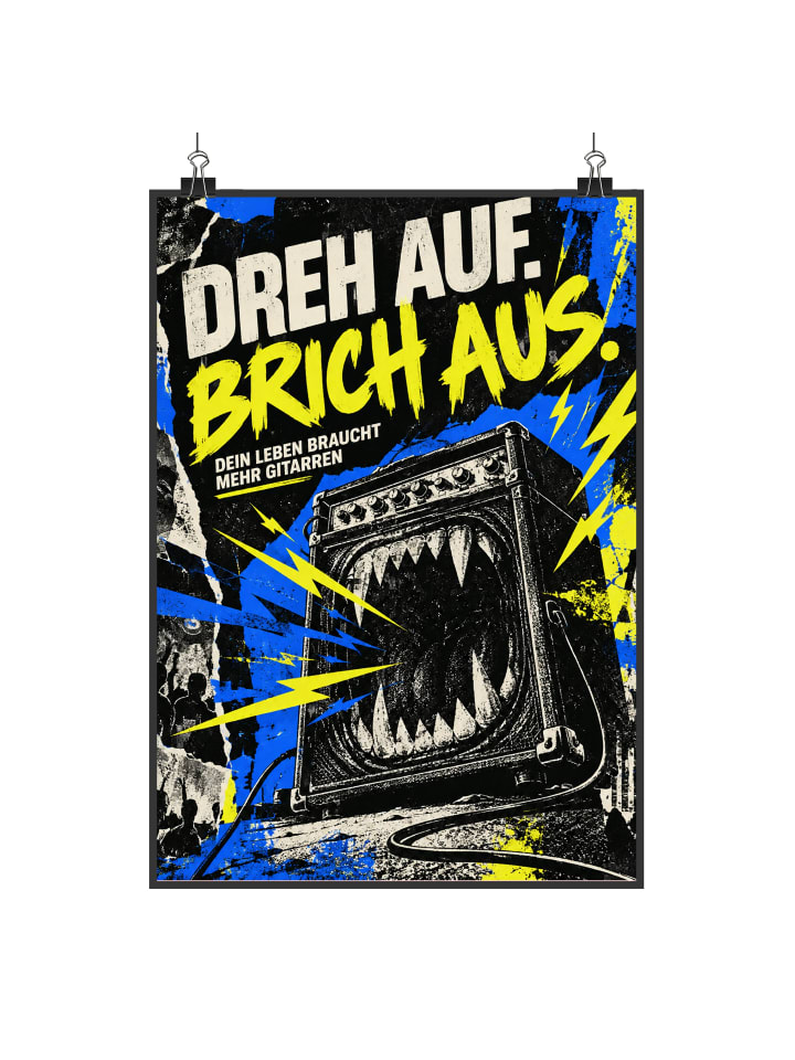 Poster Verstärker modern Design mit Spruch in Weiß