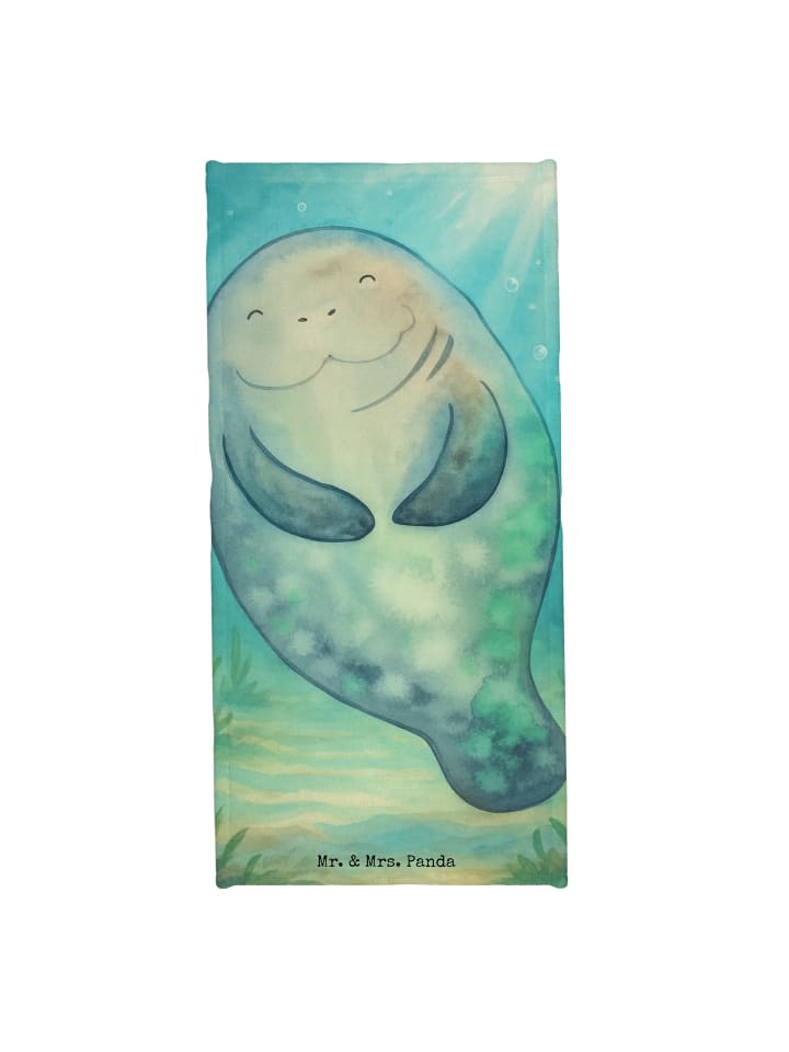 Strandtuch Seekuh Happy Design ohne Spruch in OZeichenanblue