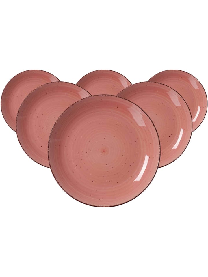 6er Set Speiseteller Happy in Rot ø 27 cm