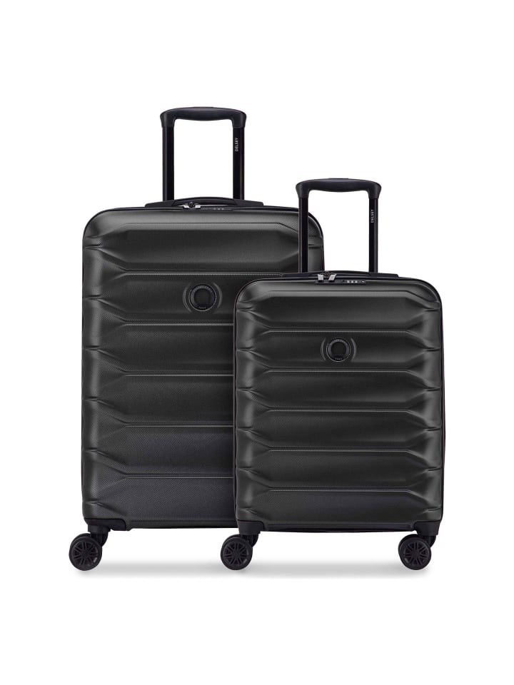 Meteor 4-Rollen Kofferset S+M mit Dehnfalte deep black