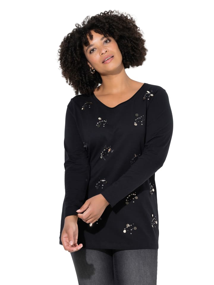 Langarmshirt in schwarz