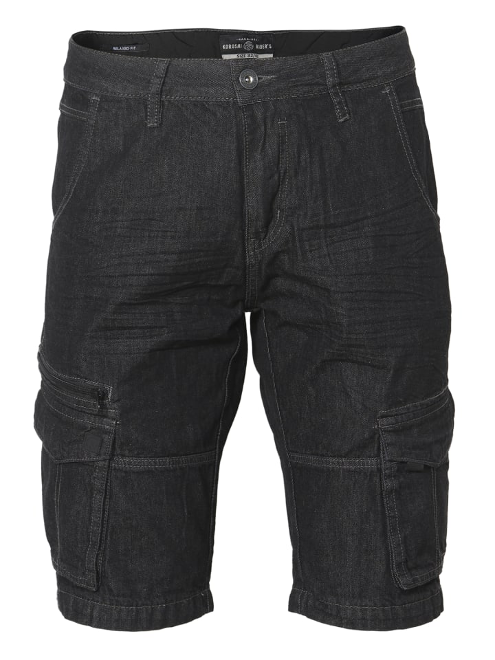 DENIM CARGO SHORTS in schwarz