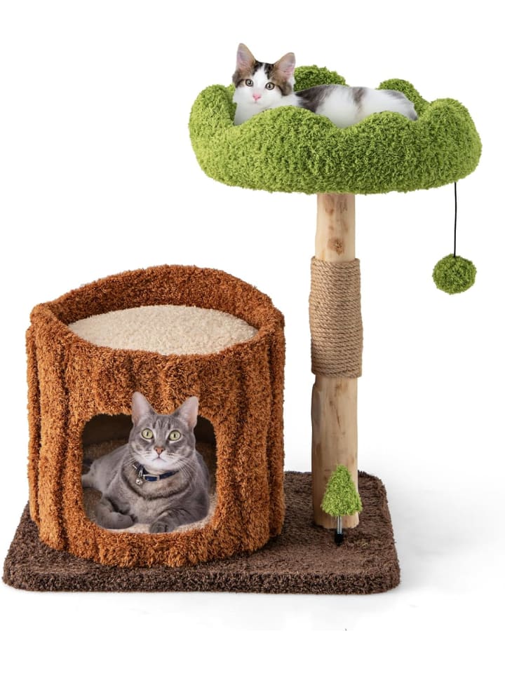 Kratzbaum Katzen pflanzenförmig in Braun