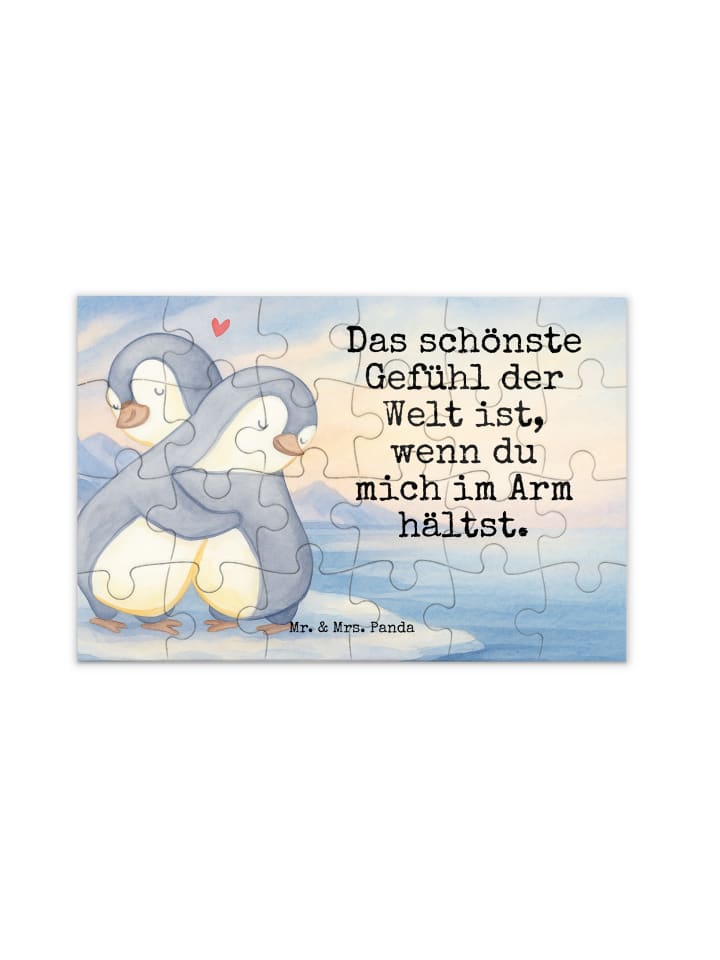 Puzzle Pinguine Kuscheln Design mit Spruch in Weiß