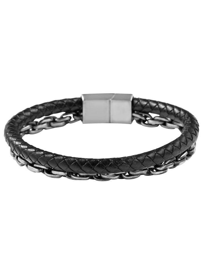 Unisex Armband – Lederarmband aus Leder 19 cm in schwarz