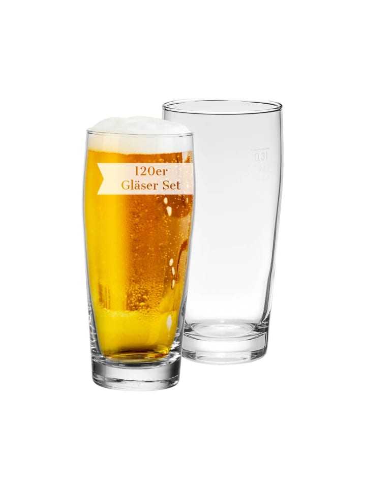 120er Set Willi Becher geeicht Willy in 0,3 l in transparent
