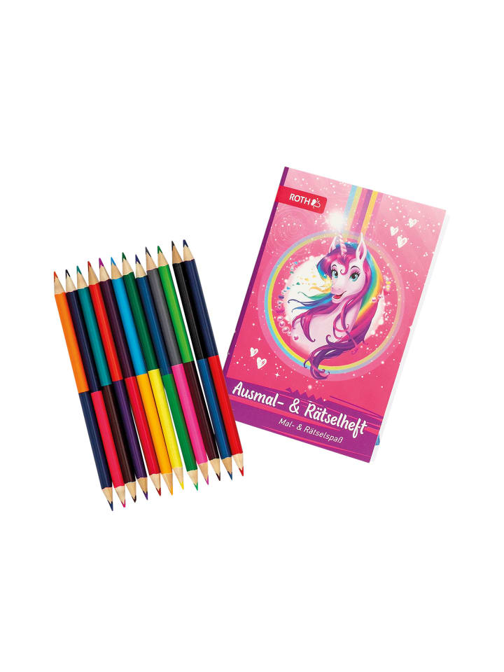 Set Ausmalbuch und Buntstifte, Einhornportrait in Bunt
