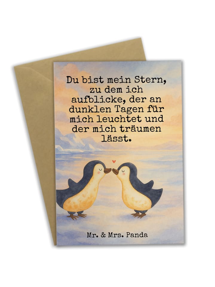 Grußkarte Pinguin Liebe Design mit Spruch in Weiß