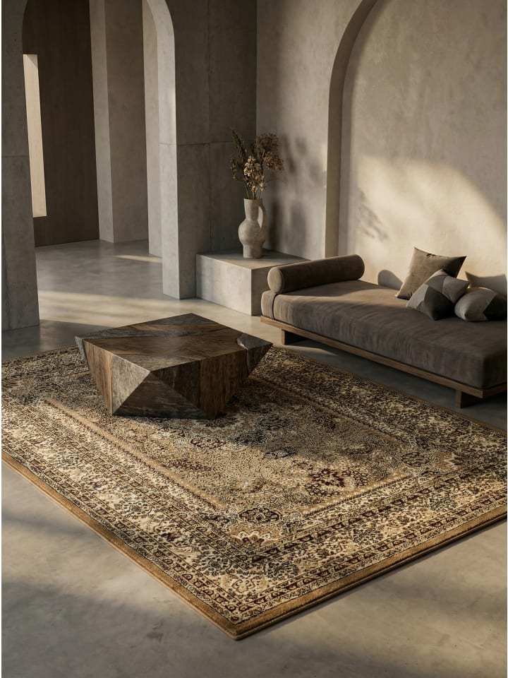 Teppich Kurzflor Waschbar Orientalisch TANNHEIM Strapazierfähig in Beige